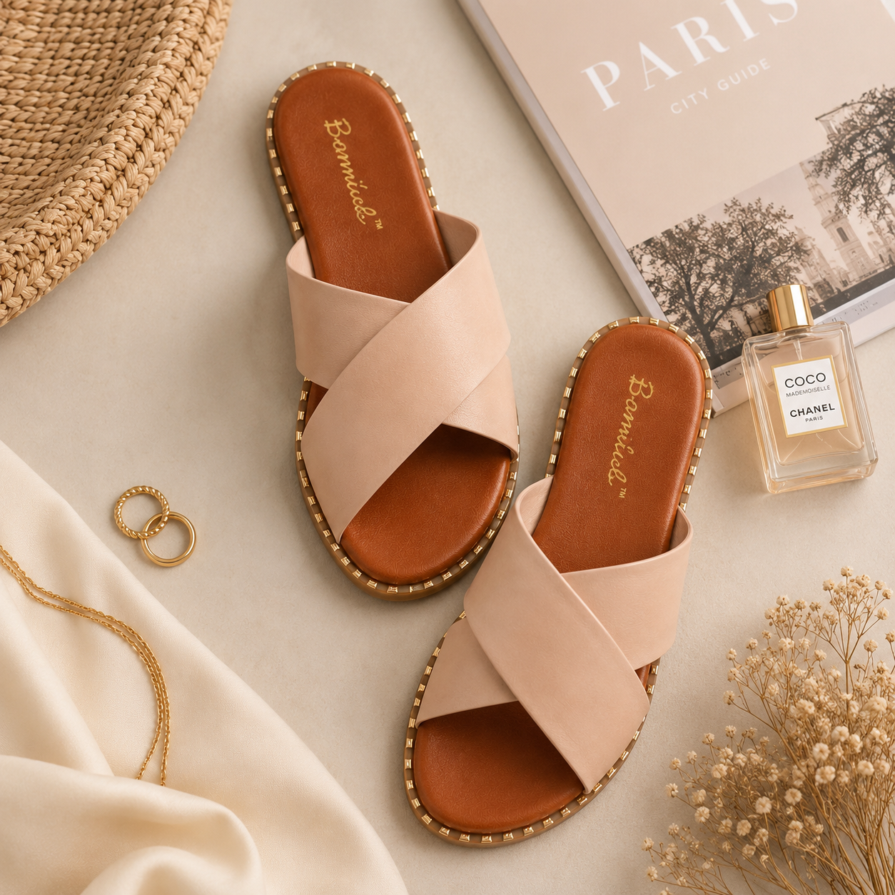 Monroe Crisscross Slide Sandals