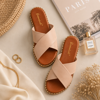 Monroe Crisscross Slide Sandals