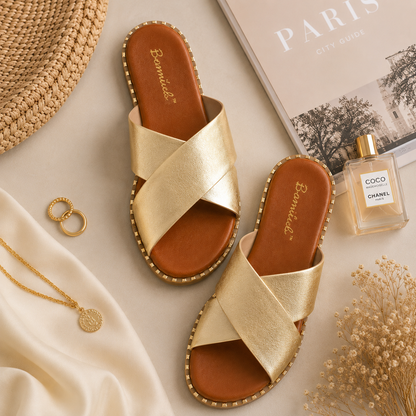 Monroe Crisscross Slide Sandals