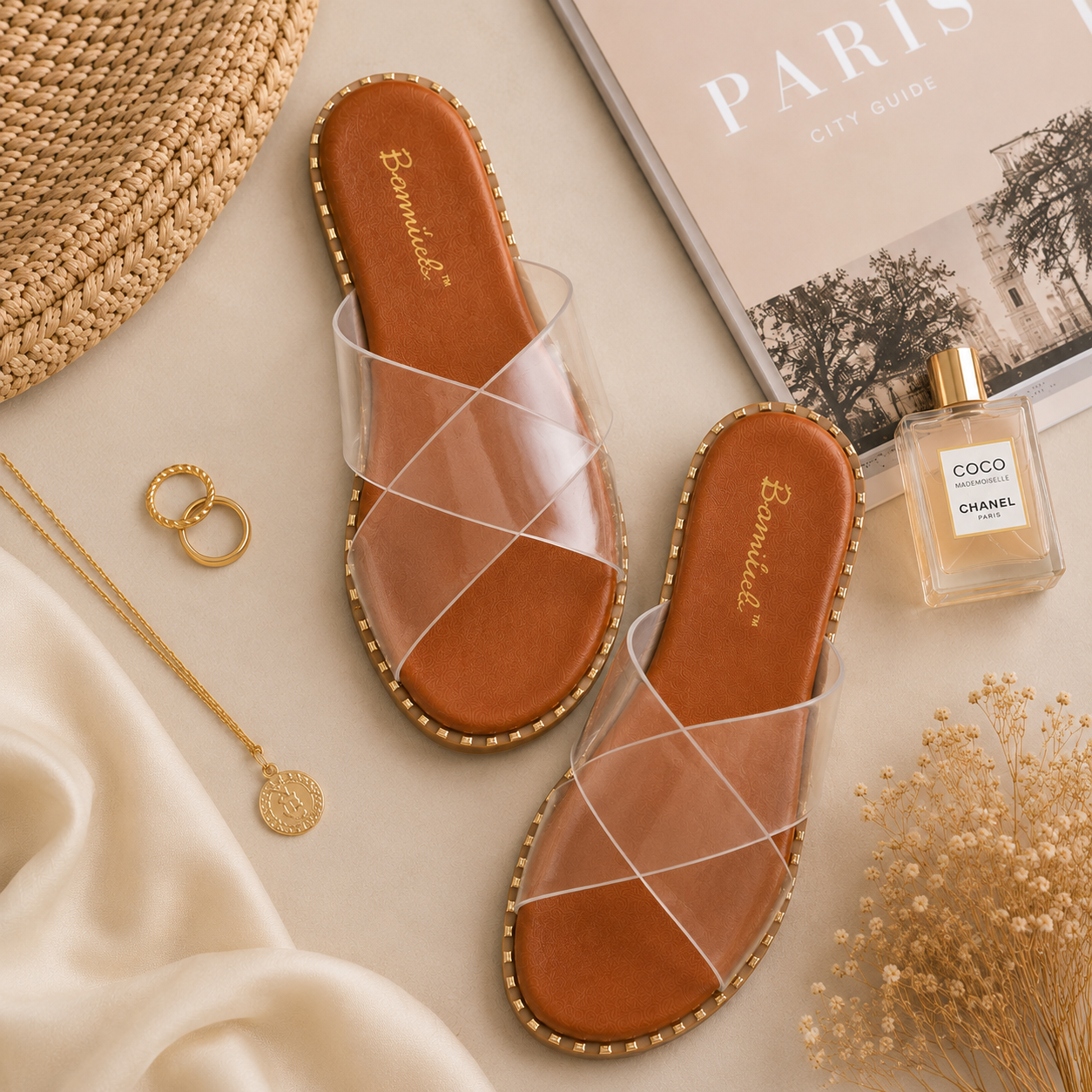 Monroe Crisscross Slide Sandals